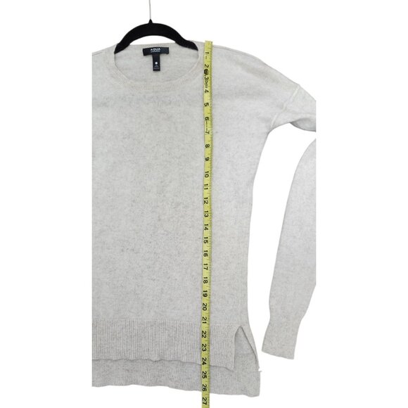Aqua Cashmere High Low Crewneck Sweater, Light Grey Size XS - Picture 8 of 11